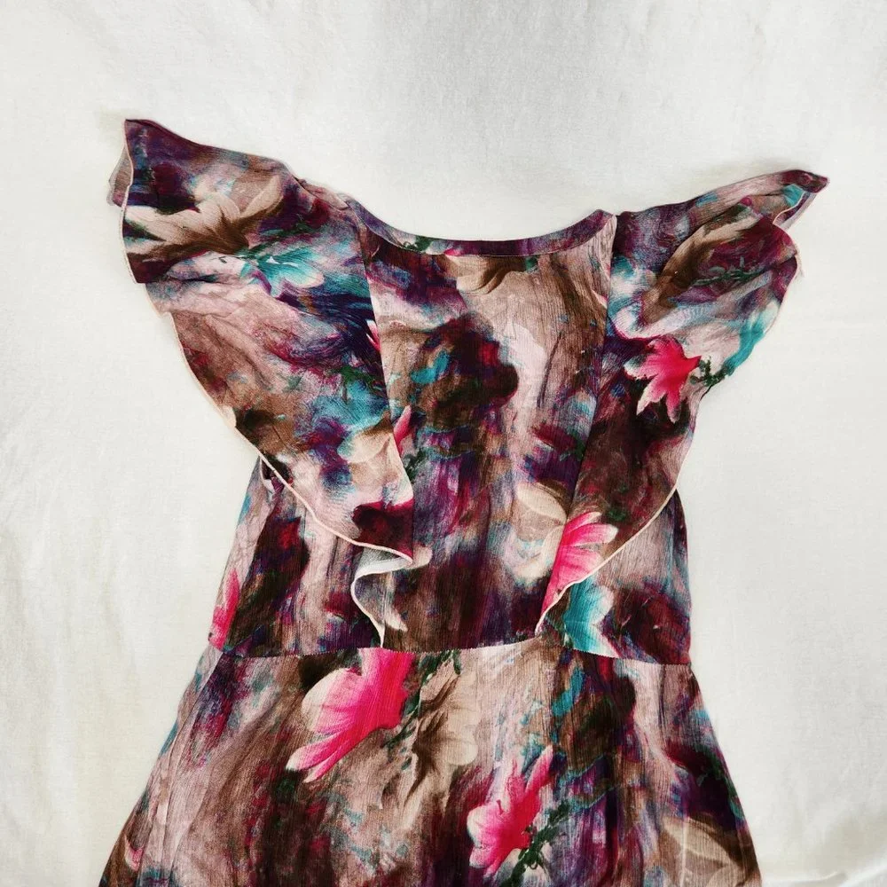 Tall Medium SOFT SURROUNDINGS Italian Dreams Tiered Dark Floral Maxi Dress. - Picture 9 of 16